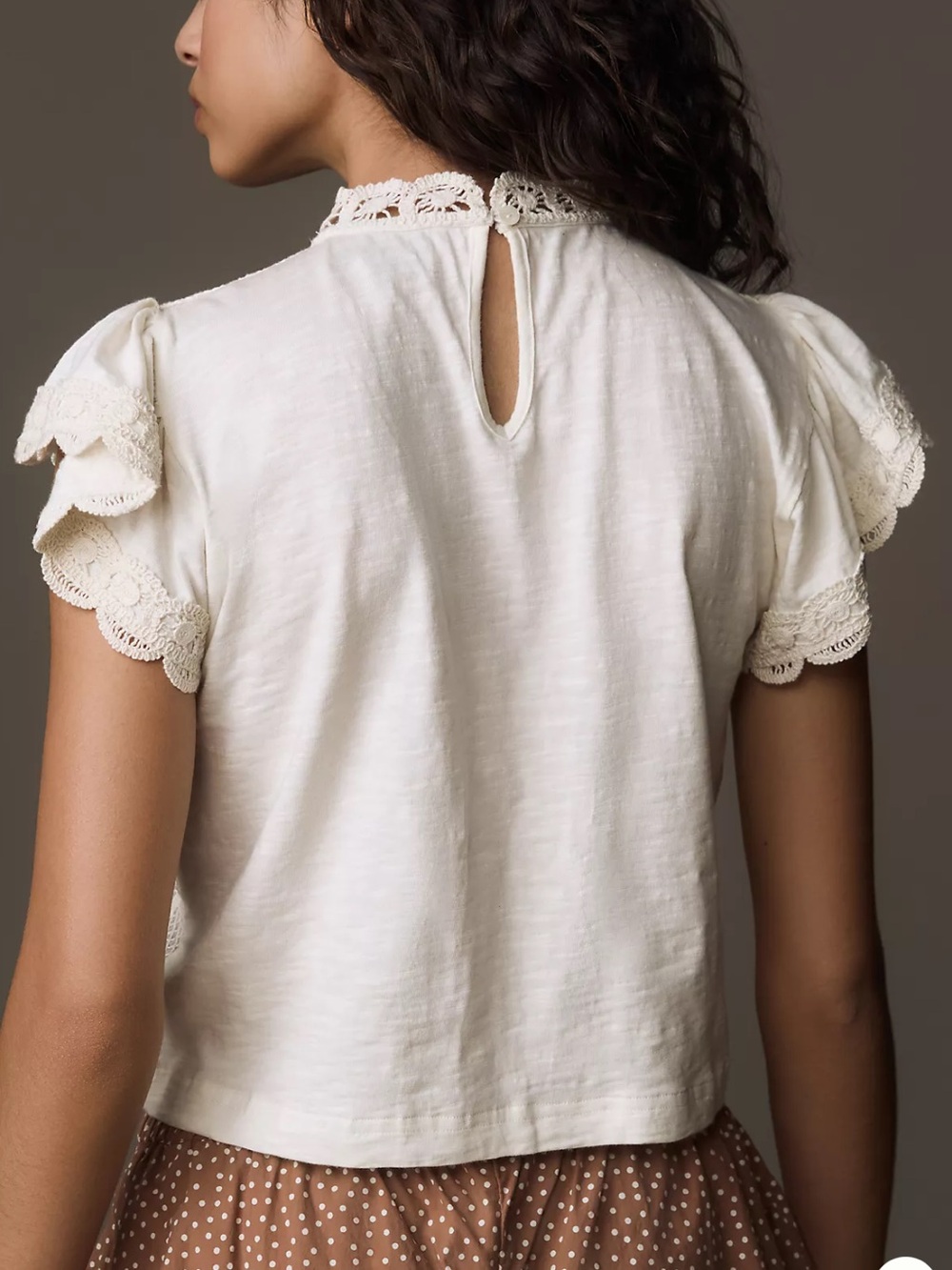 Anthropologie Ollari Dori Ruffle-Sleeve Crochet Top XS - Picture 2 of 10